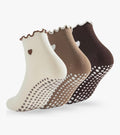 Light Brown Heart Pilates Grip Socks